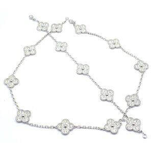 Van Cleef & Arpels 18k Gold Vintage Alhambra Diamond Necklace Bracelet Set Cert.